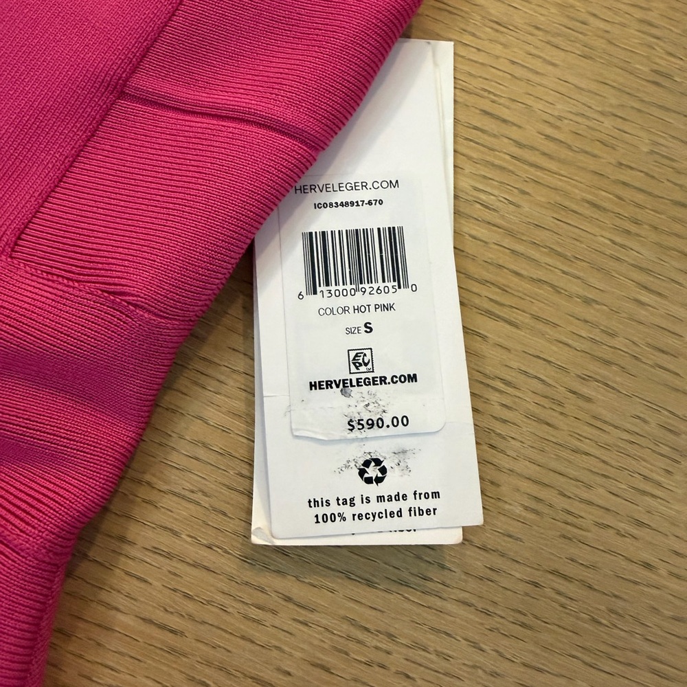 Herve Leger Hot Pink Backless Bandage Dress - Picture 3 of 10